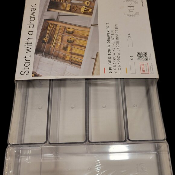 The Home Edit 6 Piece Kitchen Drawer Set 2 Narrow XL insert bin & 4 Narrow L bin - Picture 5 of 6